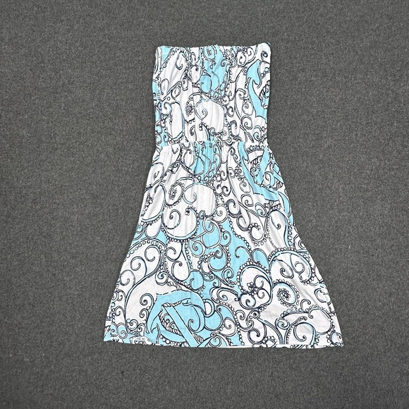 Lilly Pulitzer Strapless Blue White Print Dress XS - Picture 5 of 6